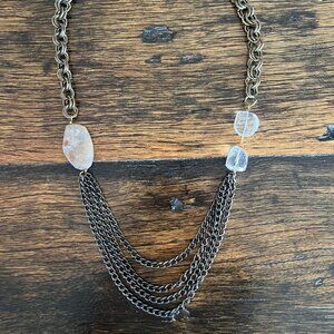 David Aubrey Multi-Strand Chain & Stone Statement Necklace